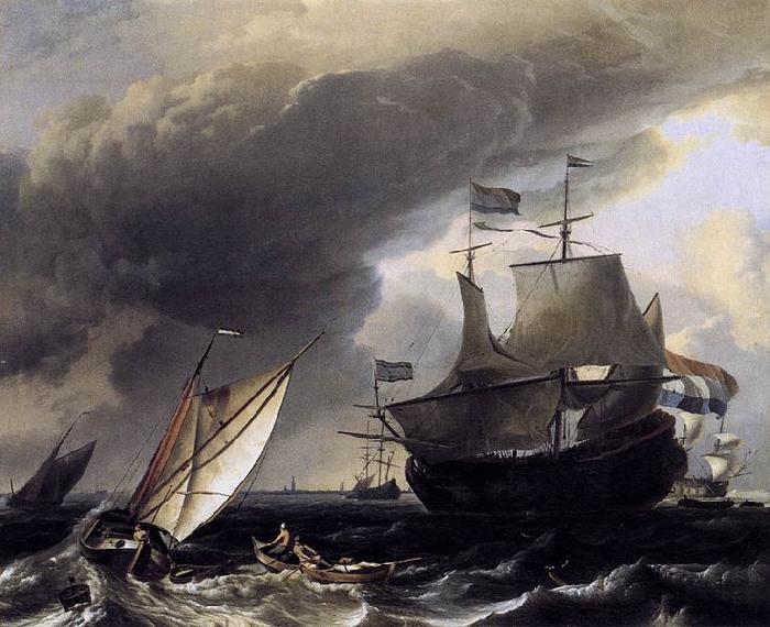 Ludolf Bakhuizen Dutch Vessels on the Sea at Amsterdam oil painting picture
